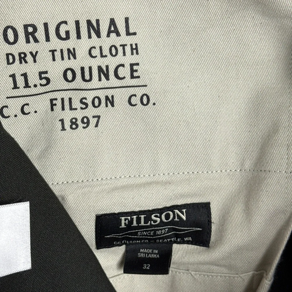 Filson‎ Dry Tin Cloth Pants Mens 32x35 Raven Grey 11.5 Ounce Chino Work Outdoor